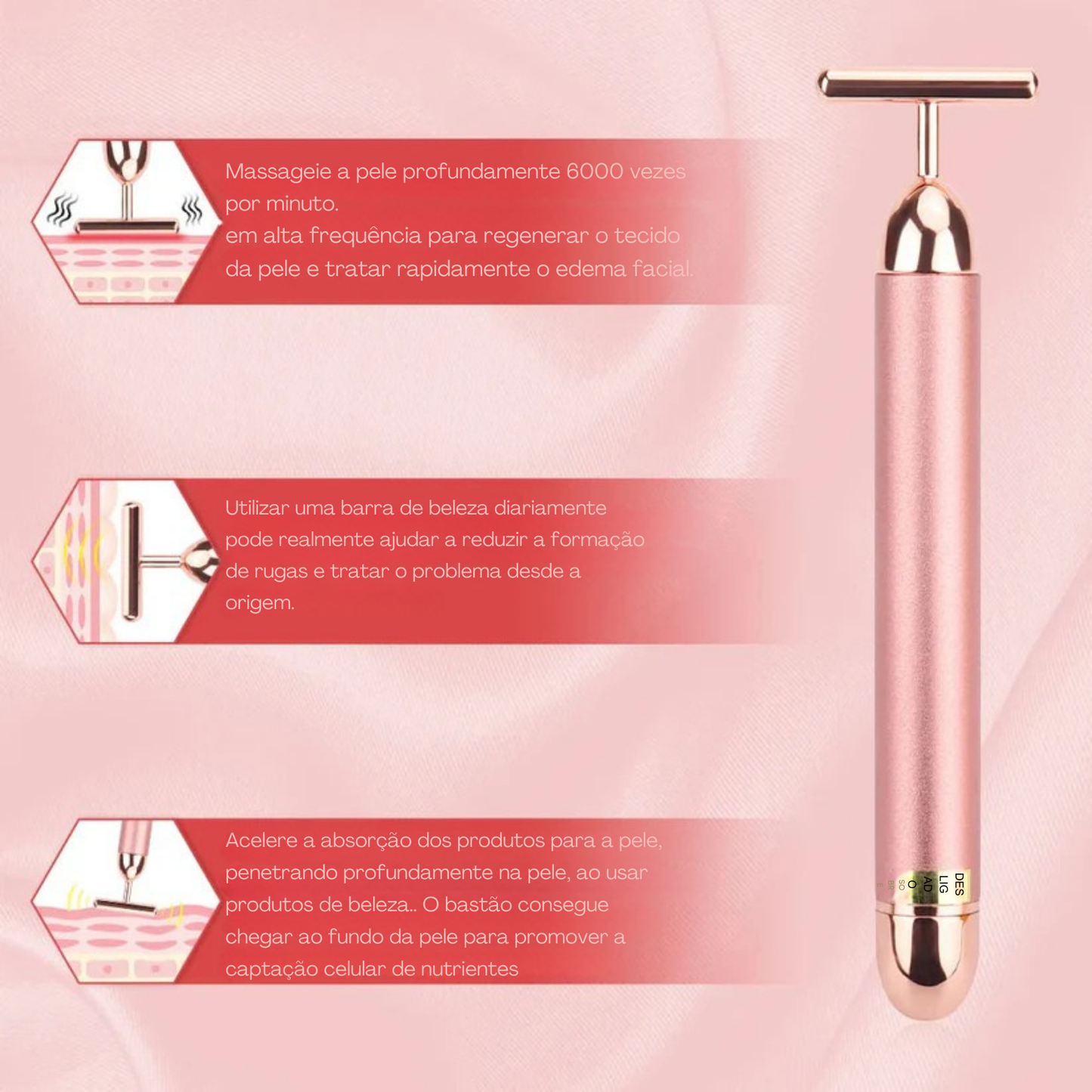 Lifting Facial Vibratório de Ouro 24K