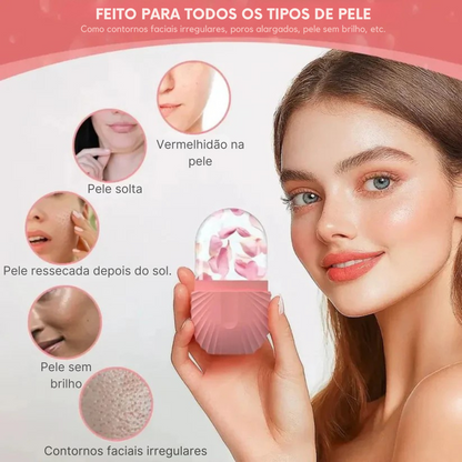 Rolo de gelo facial em cubo de silicone