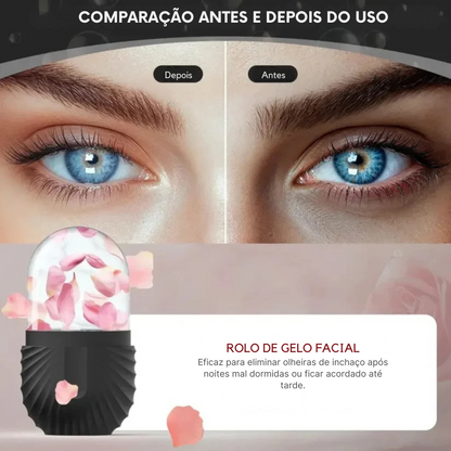 Rolo de gelo facial em cubo de silicone