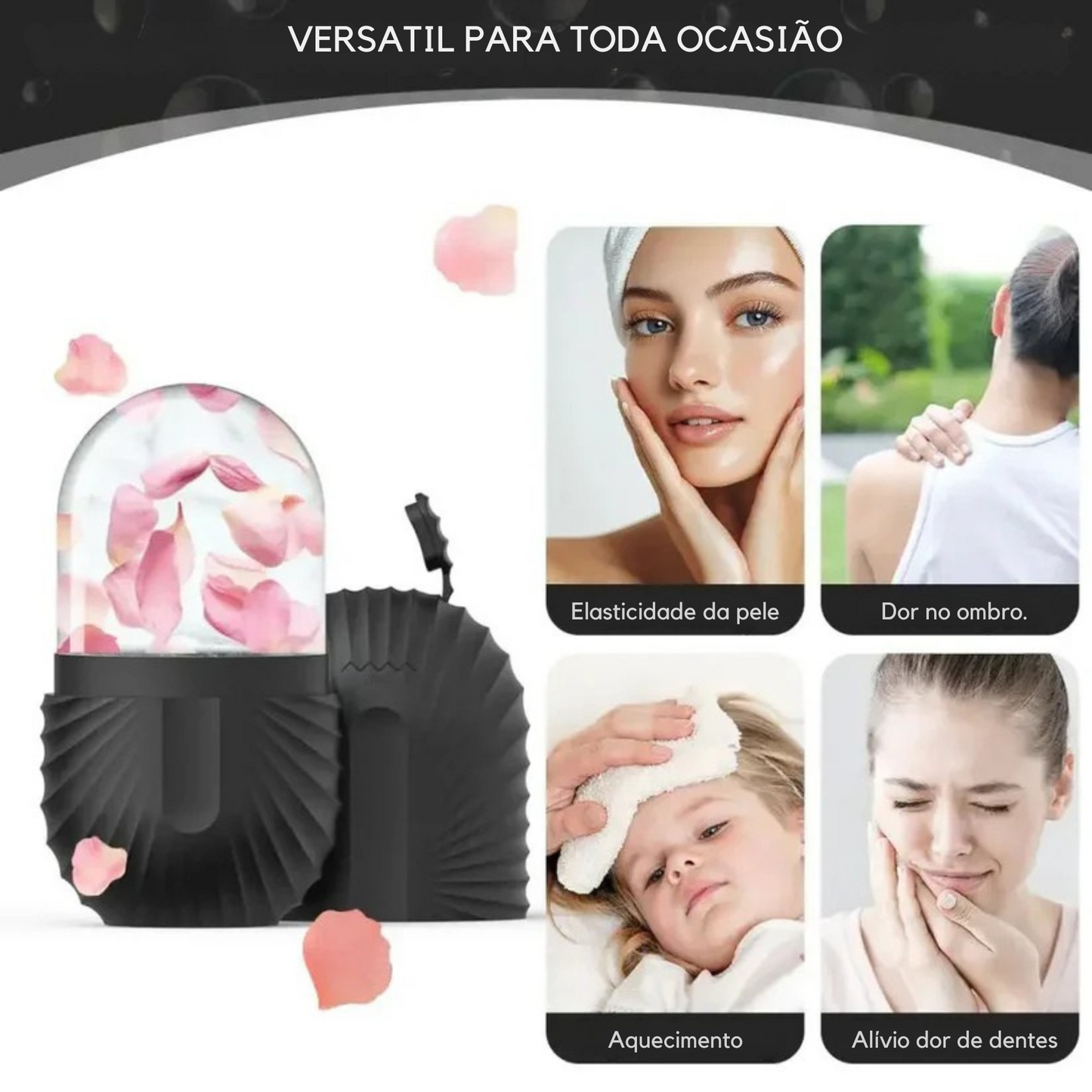 Rolo de gelo facial em cubo de silicone
